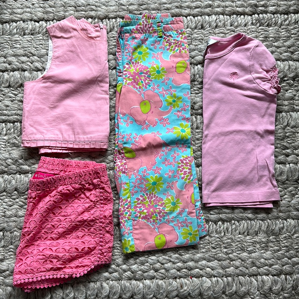 Vintage Lilly Pulitzer girls lot capris shorts tees 6/6X